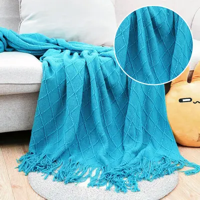Knitted yarn blanket summer new Scandinavian tassel blanket office bed blanket premium sofa candy blanket - 10