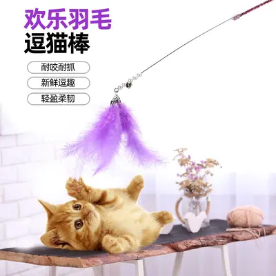 Fairy Cat Teaser Wand with Bell and Feather, Long Handle, Chew-Resistant - 3