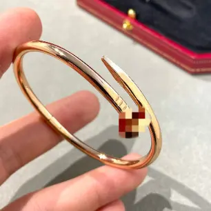 V-gold nail couple bracelet 18K rose gold elastic - 13