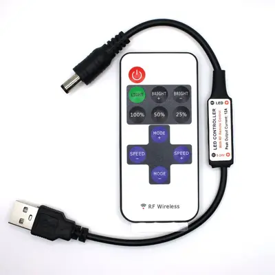 RF11 anahtarlı tek renkli kontrol cihazı DC başlıklı 5V LED ışık şeridi uzaktan kumandalı mini siyah ve kırmızı kablolu COB ışık şeridi dimmeri - 12