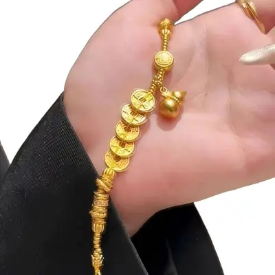 金色五帝古法葫芦盘缠手链中式复古小众女友饰品手工手串礼物国潮 - 6