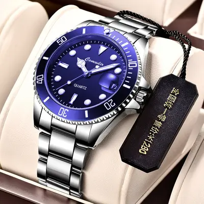 Men's sports watch, green, luminous, waterproof