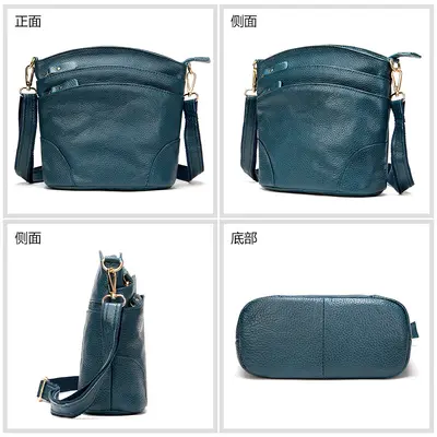 Genuine Cowhide Bucket Bag, Middle-Aged Mom Style, Single Strap - 5
