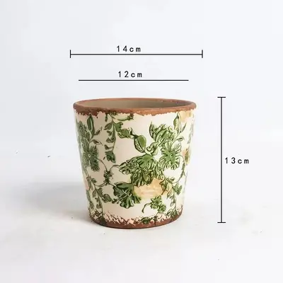 Retro Ceramic Planter Blue and White Porcelain Succulent Pot - 8