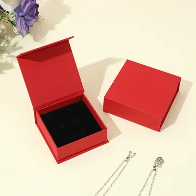 In stock, jewelry box with magnetic lid and gold printed paper packaging, wholesale for rings, necklaces, bracelets and accessories. - 10
