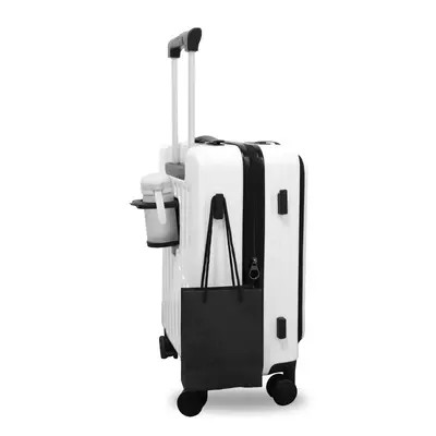 Front-Opening Wheeled Suitcase with Foldable Cup Holder - 5