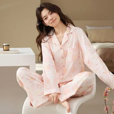 Kadın Pijama Takımı, Uzun Kollu, Sonbahar Kış, Büyük Beden Ev Giysisi