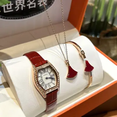 Retro Barrel-Shaped Women's Watch Roman Dial Leather Waterproof - 7