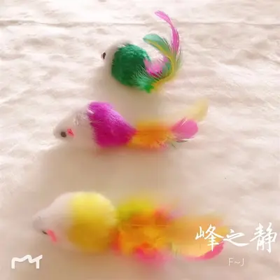 Peluş fare kedi oyuncağı, simüle edilmiş yapay evcil hayvan oyuncağı - 3
