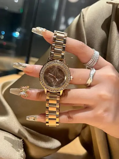 Kadın dijital saat, çelik kordon, strass taşlı - 8