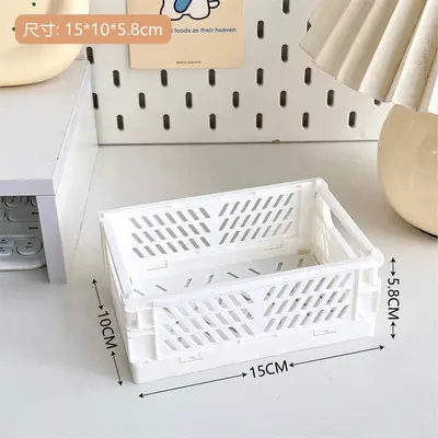 Tengyi Mini Katlanır Plastik Saklama Kutusu Öğrenci Masaüstü Organizatör Bant Kırtasiye Katlanır Sepet Depolama Sepeti - 10