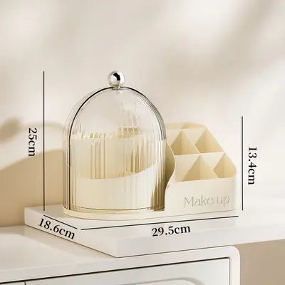 Transparent rotating makeup organizer with brush set and compartments - 10