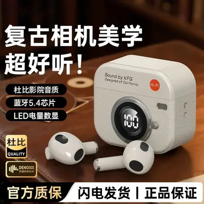 Retro-Kamera Bluetooth-Ohrhörer halboffenes Design Geräuschunterdrückung
