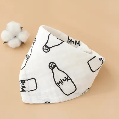 Baby triangle bib, 4-layer cotton, printed - 10