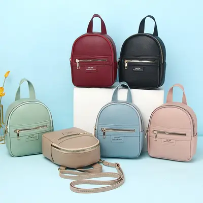 Senlina Women's Backpack, PU Leather Litchi Pattern - 3