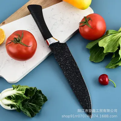 Paslanmaz çelik mutfak bıçak seti 7 parça, yıldız gökyüzü desen, bıçak standı