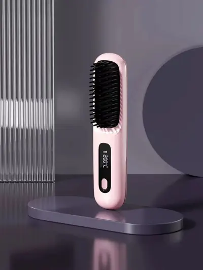 2025 yeni sınır ötesi LCD kablosuz saç düzleştirici tarak şarj edilebilir seramik dijital tarak MINI saç düzleştirici taşınabilir - 8