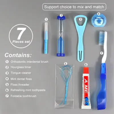 Portable oral care set toothbrush dental floss - 3