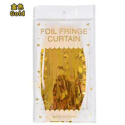 1x2 m Shiny Gold Tassel Party Backdrop Rain Curtain - 12