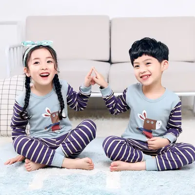 Kinder-Pyjama-Set aus Reiner Baumwolle für Herbst und Winter