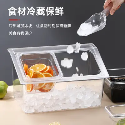 Lebensmittelqualität transparente PC Portionsschale 1/6 Marmeladenbox Milchteeladen spezialgewürz Box Kunststoff fraktionierte Box Regal