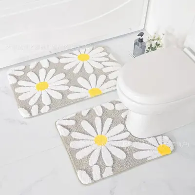 İmitasyon Kaşmir Banyo Klozet Paspas Seti 2'li, Kaymaz Taban, Minimalist - 8