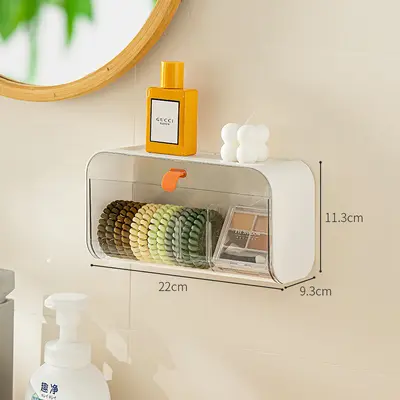 Compartmented plastic wall-mounted storage box for small items, home storage box for home living, daily necessities, dormitory supplies.