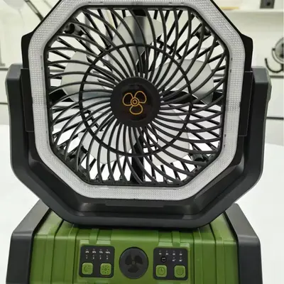 Amazon Outdoor-Zeltventilator mit LED-Nachtlicht, Fernbedienung, tragbar, zum Aufstellen oder Aufhängen, 20.000 mAh, großes Fassungsvermögen, Outdoor-Campingstil-Ventilator