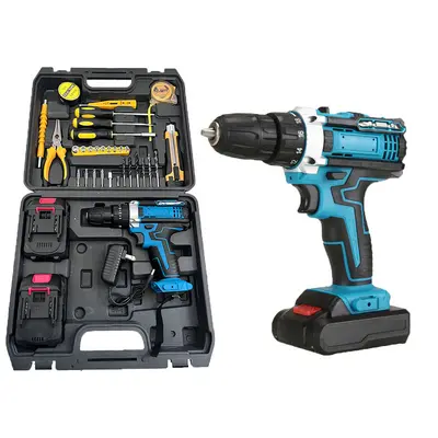 High Torque Impact Drill Lithium Battery Cordless Drill Dual Speed Hand Drill Home Multi-function Screwdriver Tool 30-Piece Set