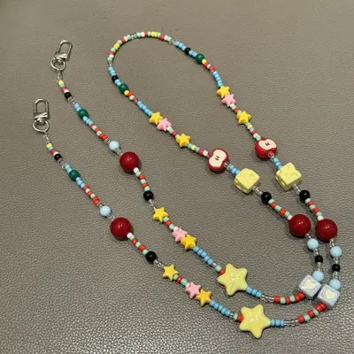 Dopamine Beaded Phone Chain with CCD Camera Lanyard