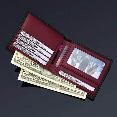 Genuine Leather Men's Short Wallet with Top-Grain Cowhide Card Holder - 3