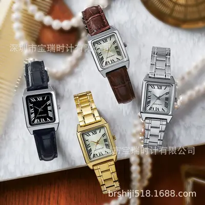 Женские часы Ouxi LTP-V007 серии Steel Strap, минималистичные, с римскими цифрами, кварцевые, из нержавеющей стали, в ретро-стиле, маленькие квадратные часы