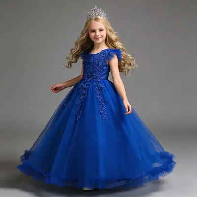 Langes Prinzessinnenkleid für Mädchen, Sommer, mittlere und große Kinder