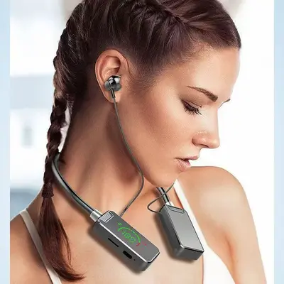 2026 Boyun Askılı Bluetooth Kulaklık K-Şarkı Dijital Gösterge Kart Takmalı Süper Uzun Pil Ömrü Wireless Spor İn-Ear Bluetooth Kulaklık - 5