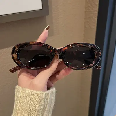 Oval White Frame Cat-Eye Sunglasses with UV Protection for Women - 9