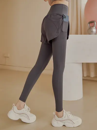 Yogahose im Zweiteiler-Look, hoher Bund, Bauchkontrolle, elastisch - 6