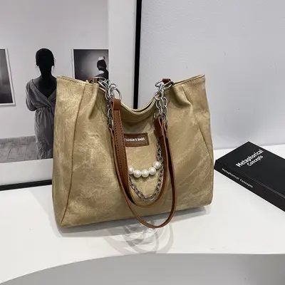 Korean Style Women's School Bag, Simple Shoulder Tote, Large Capacity - 7