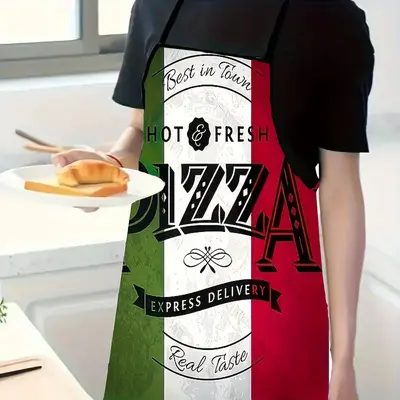 Thickened Italian Pizza Print Polyester Kitchen Apron