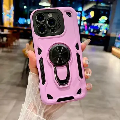 iPhone 17 Pro Max hassas delikli dönebilen yüzük standlı kılıf, şok korumalı - 8