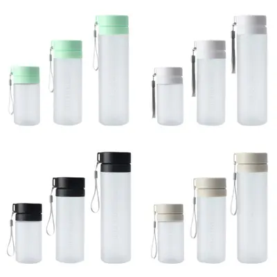 Sporttrinkflasche Großhandel, Outdoor-Trinkflasche mit großem Fassungsvermögen aus transparentem Kunststoff mit Eisbehälter, mit Tragegriff und Teefilter, individualisierbar. - 6