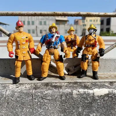 İtfaiyeci ve Sağlıkçı Figür Seti, DIY Model, 10 CM, Erkek Çocuk Oyuncağı