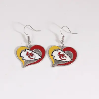 NFL Heart-Shaped Enamel Drop Earrings with Team Logos - 13