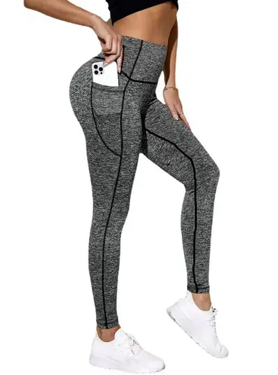 Women's High-Waist Yoga Leggings, Solid Color, for Running and Outdoor Sports - 10