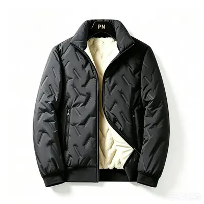 Herren-Winterjacke, verdickt mit Lammwolle, winddicht, Fleecefutter