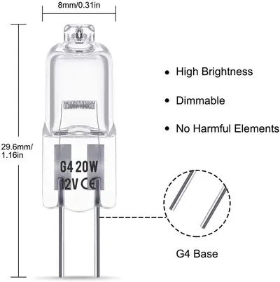 G4 Halogenlampe 12V 20W, Niederspannung, Stiftsockel