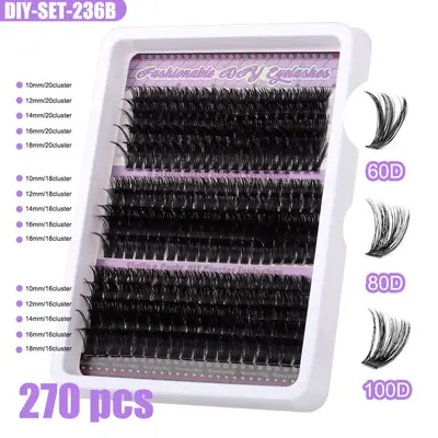 D-Curl Natürliches Wimpernverlängerungs-Set Einzelcluster - 10