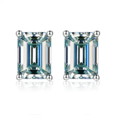 Small Octagonal 1 Carat Moissanite Earrings, S925 Silver - 10