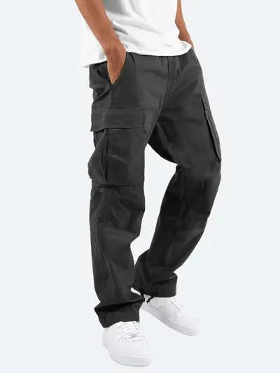 Men's Cargo Pants, Multi-Pocket, Drawstring Waist, Casual Trousers