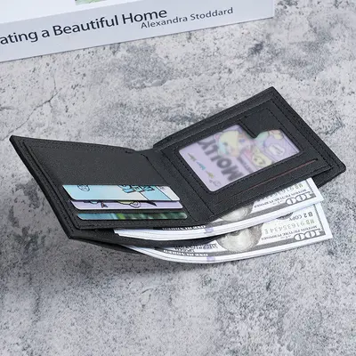 Men's Short Wallet, Plaid Pattern, Soft Leather, Multi-Card Slots - 3