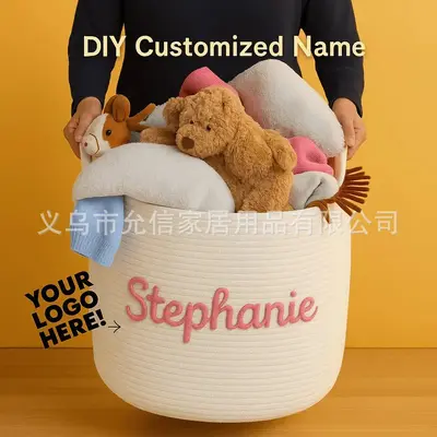 DIY Cotton Rope Storage Basket, Desktop Dirty Laundry Basket